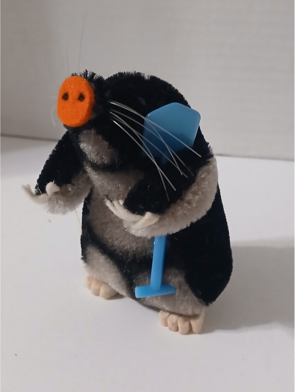 Vintage Steiff Mole With Blue Plastic Shovel About 4" Miniature